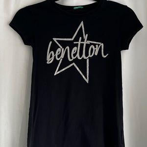 Y2K United Colors of Benetton Star Logo Tee, Vintage, Girls XL (10-11 years old)